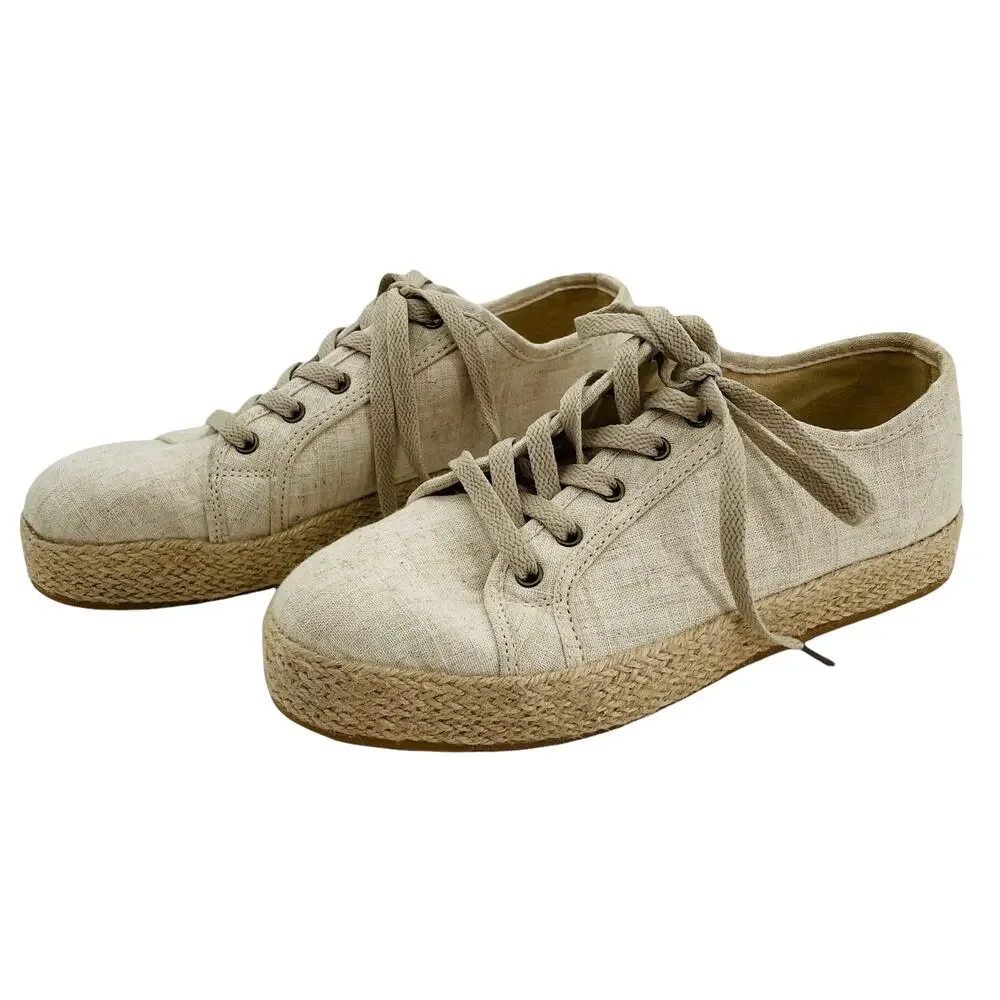 NOT RATED Mateo Cream Natural Canvas Espadrille Platform Sneaker 8